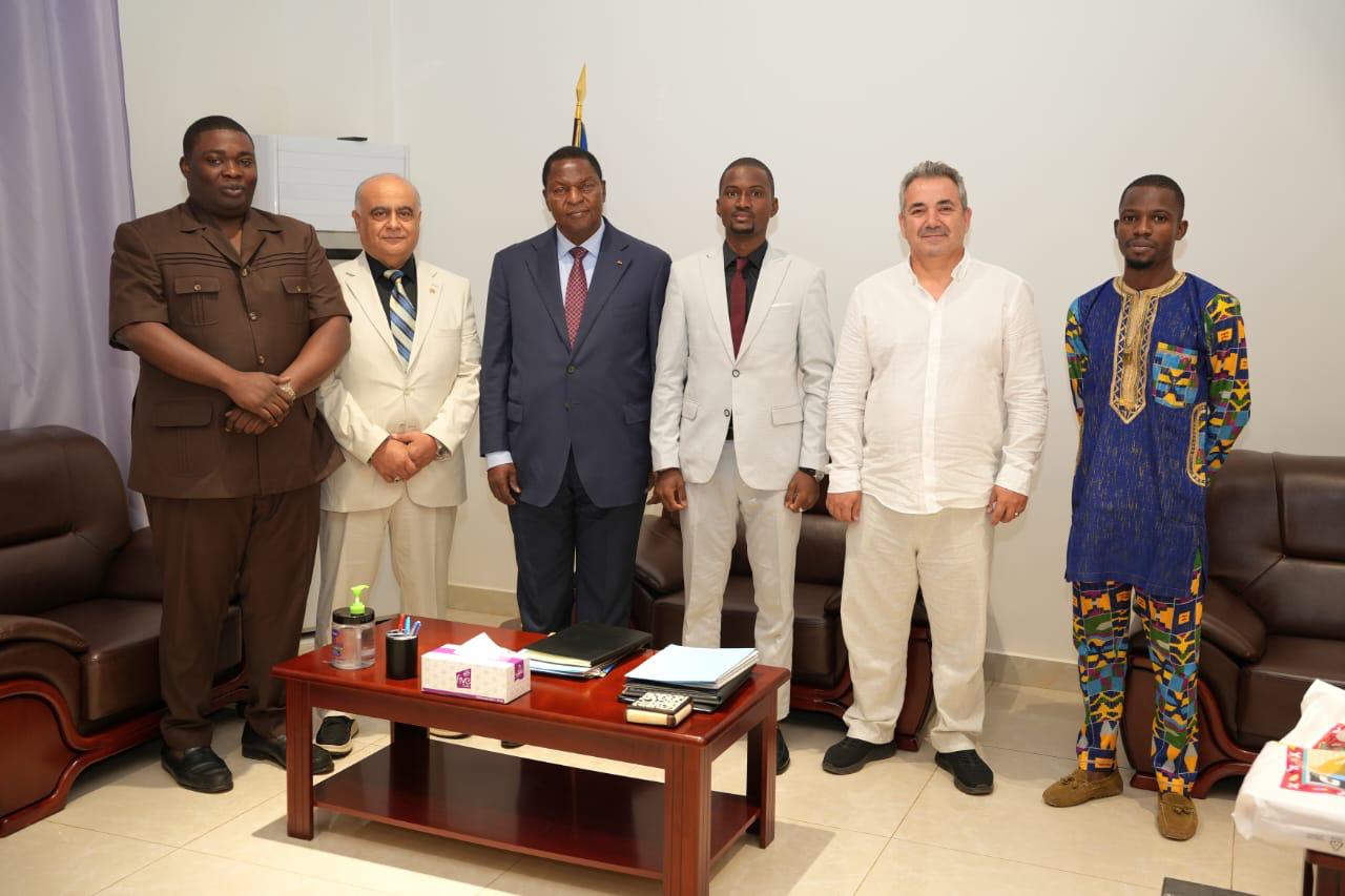 Meeting in an official salon, according to the caption at the Central African Presidency.
